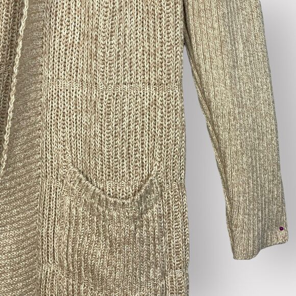 Lucky Brand Open Cardigan Women 1X Beige Knit Raglan Long Sleeve Pockets Q17 - Picture 7 of 16